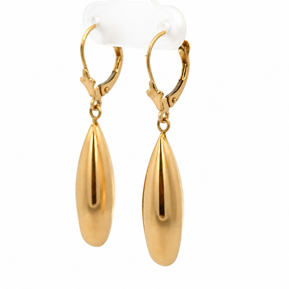 14K Yellow Gold Teardrop Dangle Earrings