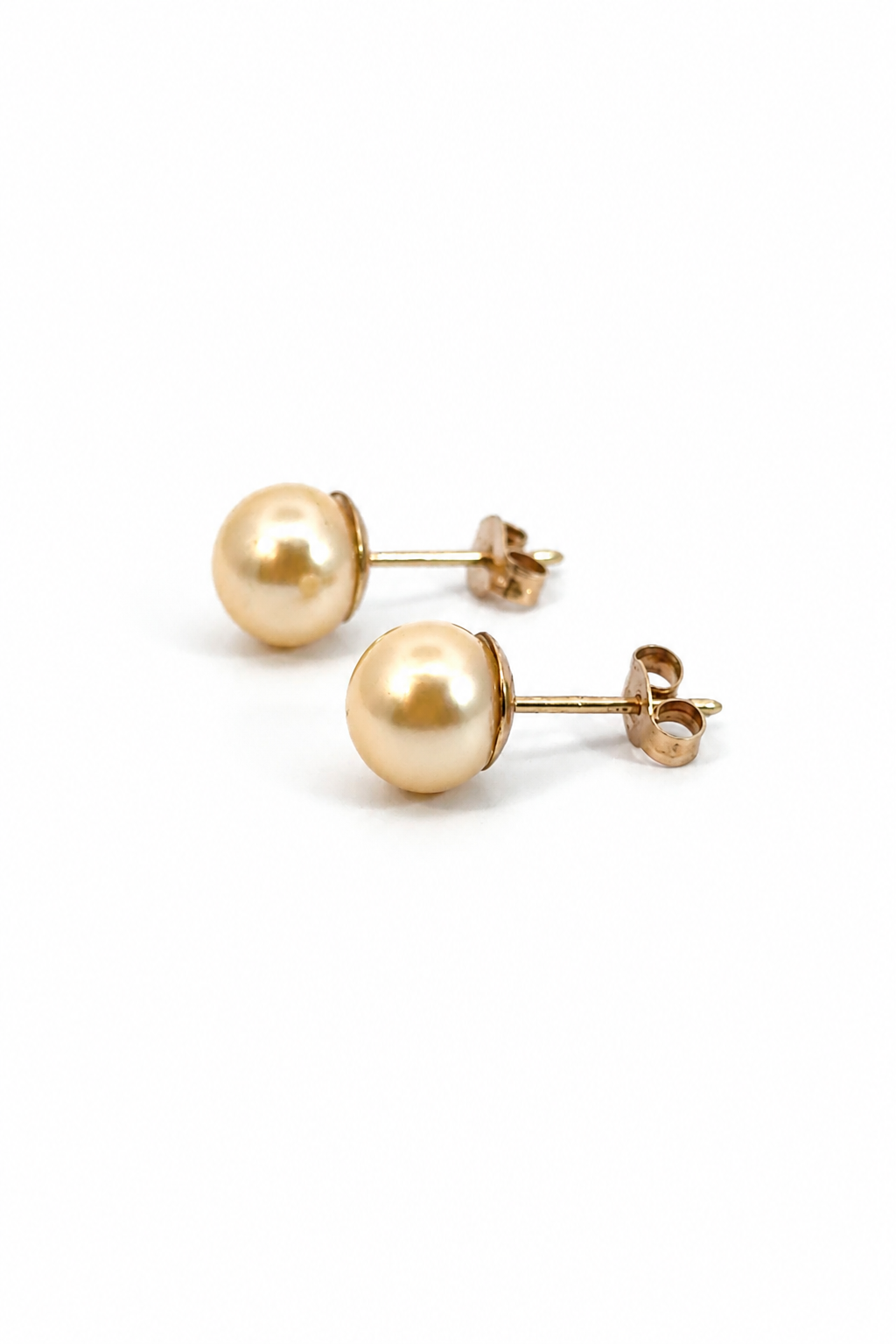 14K Yellow Gold 6mm Light Yellow Pearl Stud Earrings