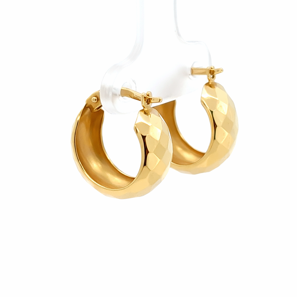 Petite 14K Yellow Gold Diamond-Cut Huggie Hoops