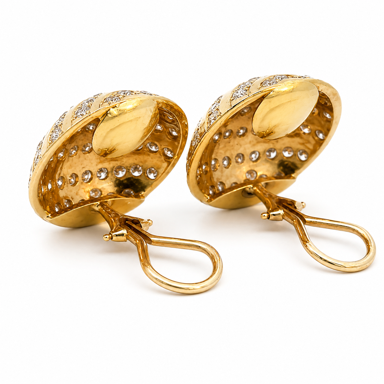 14K Yellow Gold Diamond Dome Clip-On Earrings