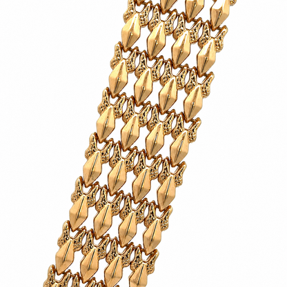 Mid-Century 18K Yellow Gold Flexible Wide Link Bracelet
