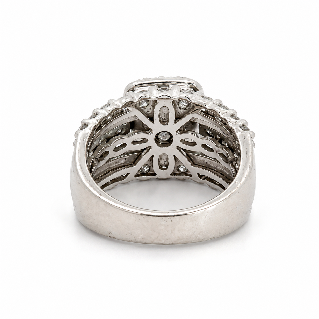 14K White Gold Raised Diamond Cluster Ring