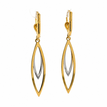 14K Two-Tone Gold Marquise Drop Earrings