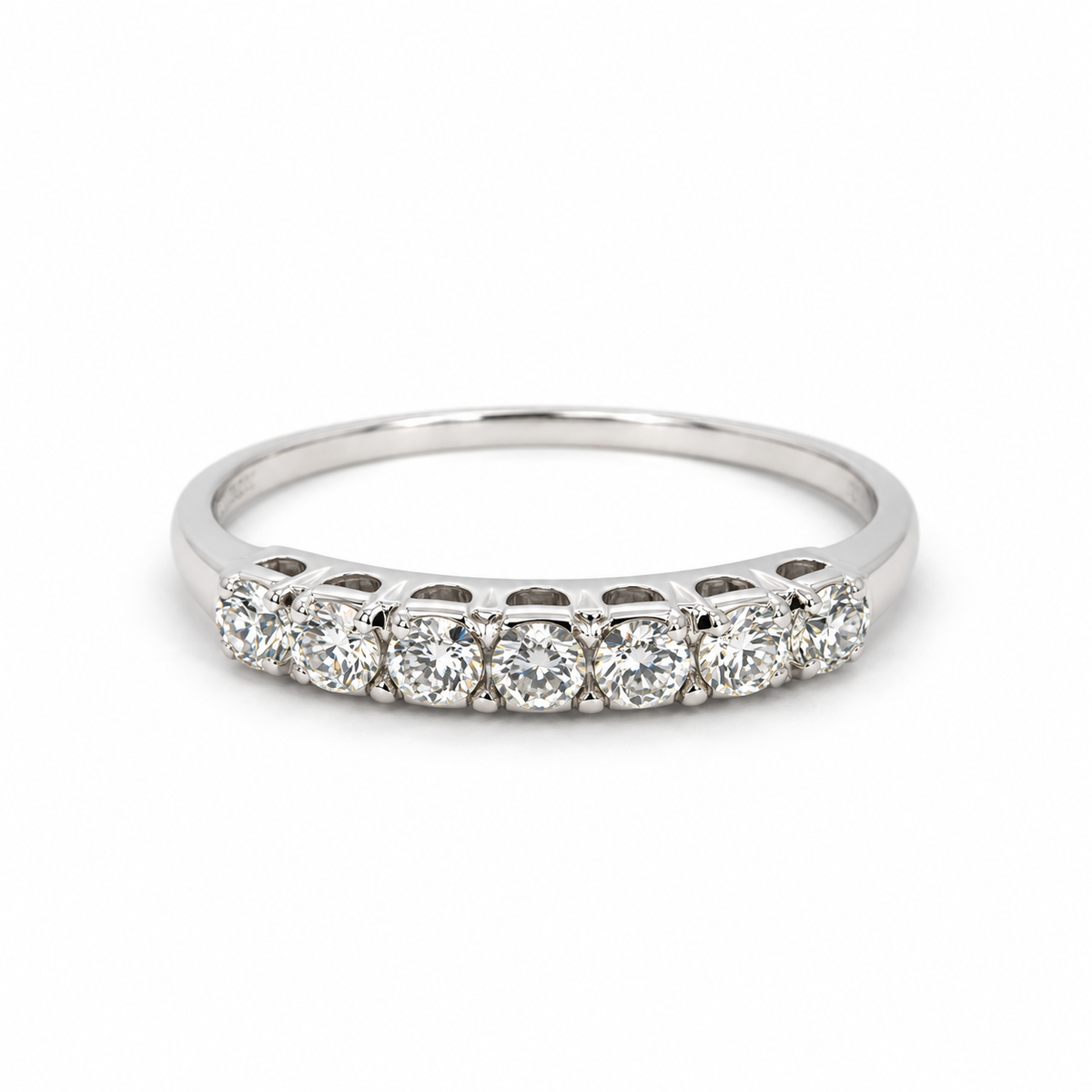 14K White Gold Seven Diamond Stacking Ring