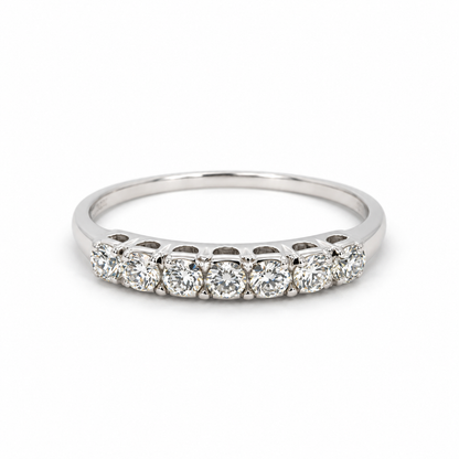 14K White Gold Seven Diamond Stacking Ring