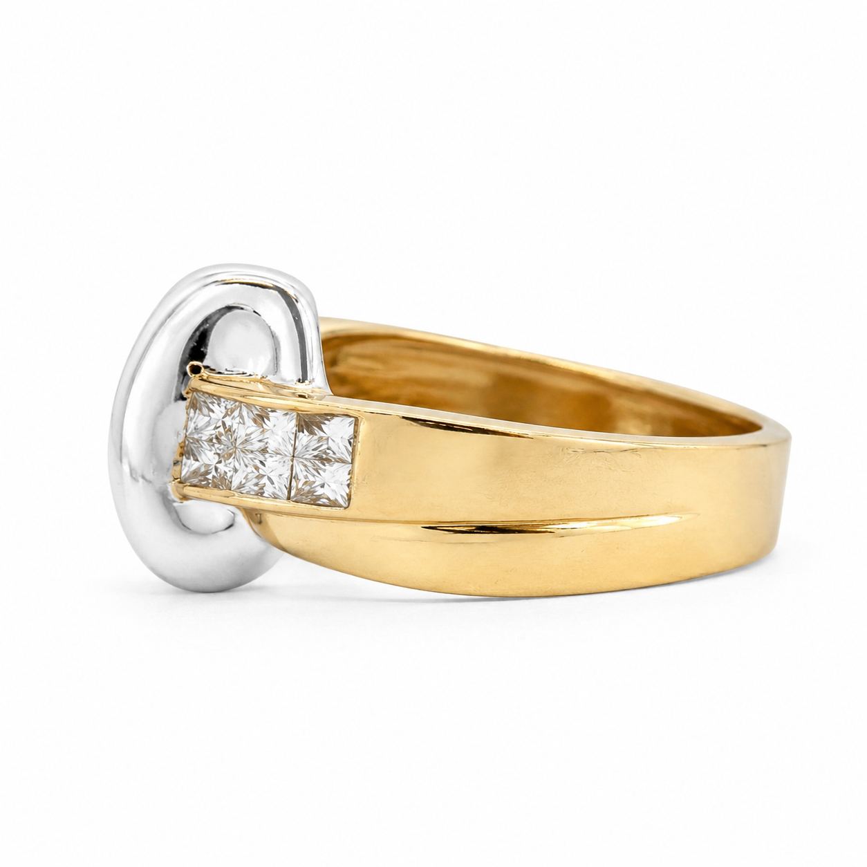 14K Two-Tone Princess Cut Diamond Statement Ring