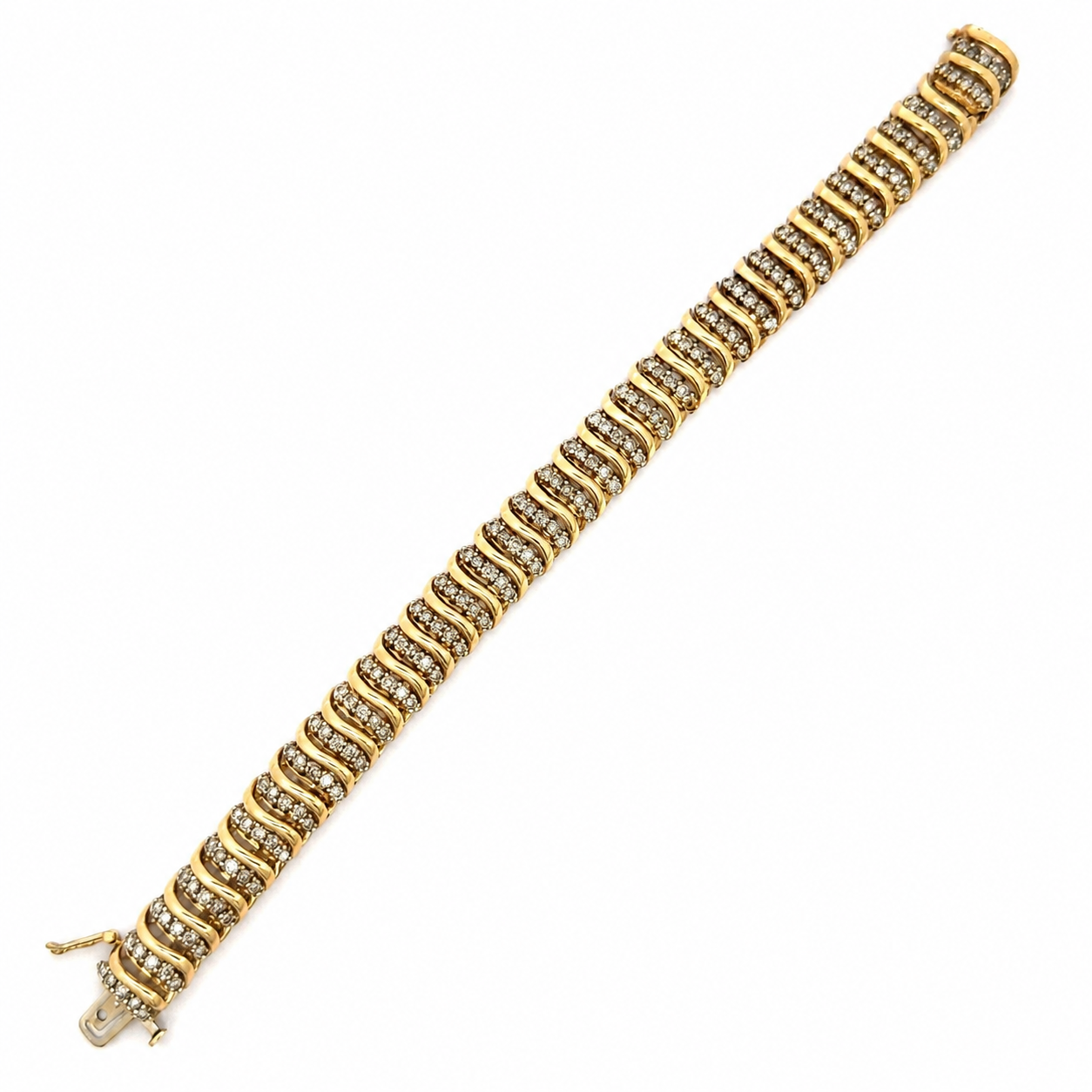 Vintage 1980’s Yellow Gold Diamond S-Link Bracelet