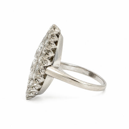 14K White Gold Diamond Navette Ring