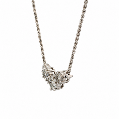 14K White Gold Three-Flower Diamond Cluster Necklace