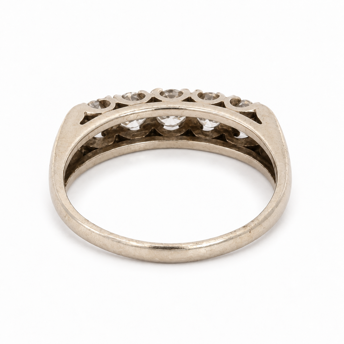 Vintage Estate 14K White Gold Five-Diamond Ring
