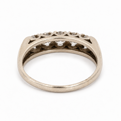 Vintage Estate 14K White Gold Five-Diamond Ring