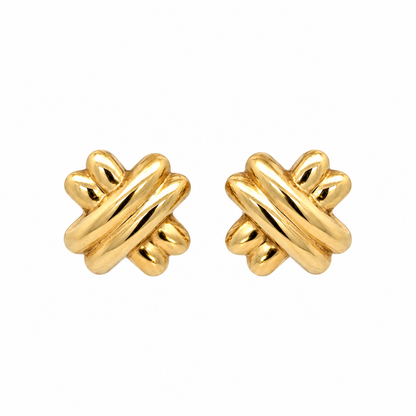 14K Yellow Gold X-Shape French Clip Earrings