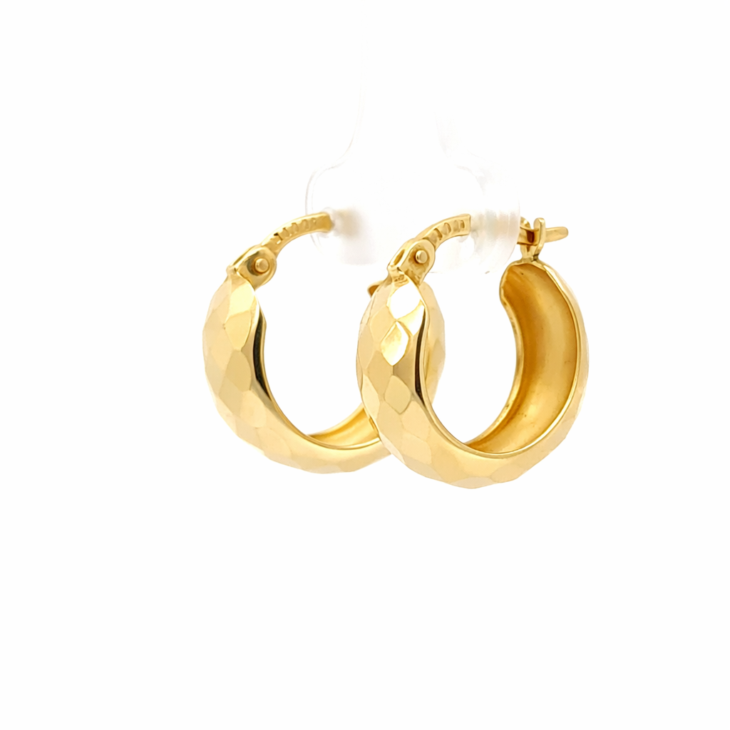 Petite 14K Yellow Gold Diamond-Cut Huggie Hoops