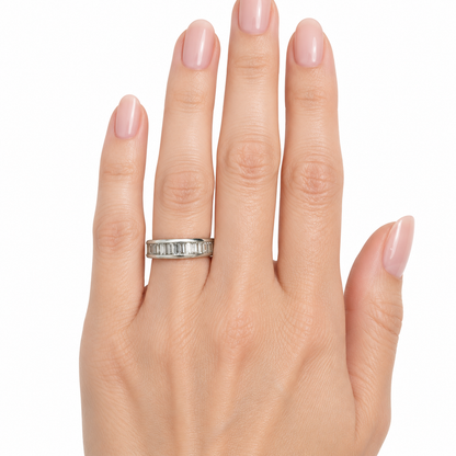 14K White Gold Baguette Diamond Band
