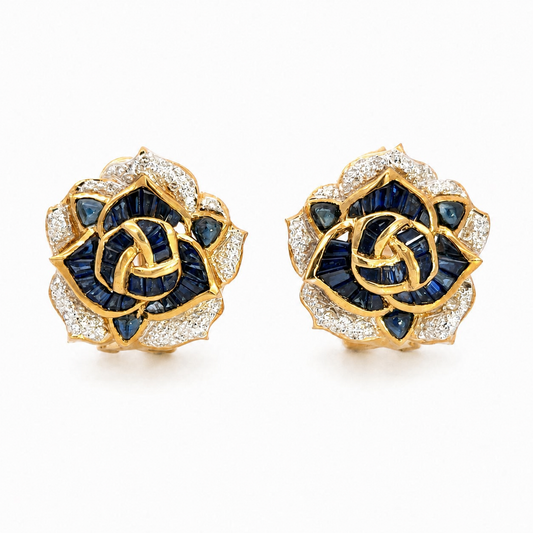 Le Vian 18K Yellow Gold Sapphire & Diamond Floral Earrings