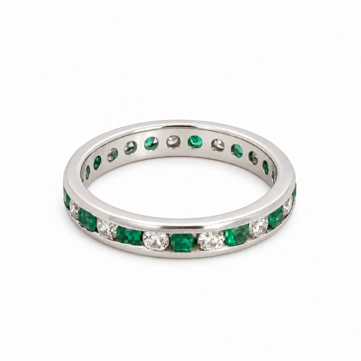 Platinum Emerald & Diamond Eternity Band