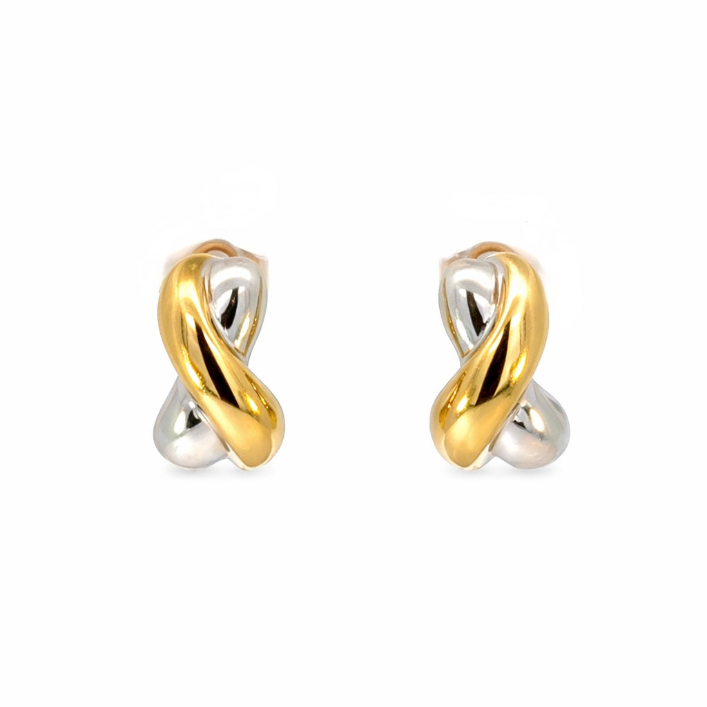 14K Two-Tone Gold Sculpted Knot Stud Earrings