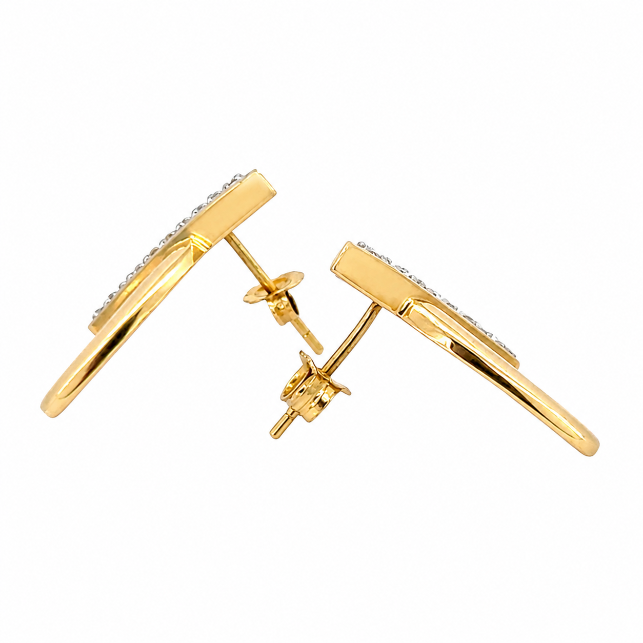 14K Yellow Gold Diamond X-Motif Earrings