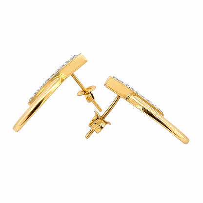 14K Yellow Gold Diamond X-Motif Earrings