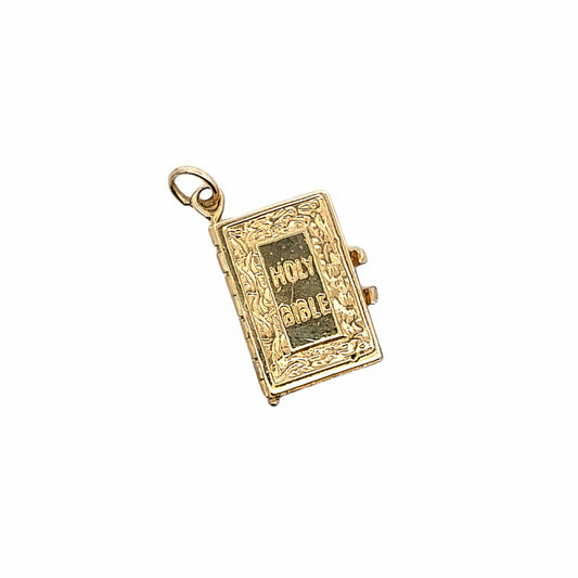 Vintage 14K Yellow Gold Holy Bible Charm