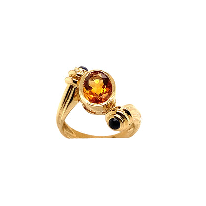 Fashionable Citrine and Sapphire Ring