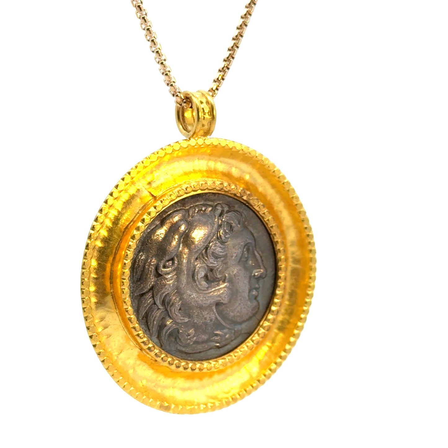 22K Yellow Gold Double-Sided Ancient Coin Pendant
