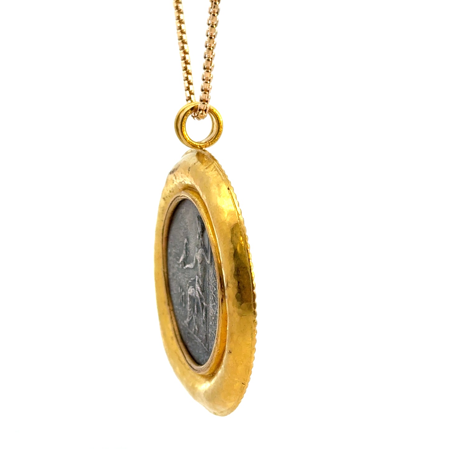 22K Yellow Gold Double-Sided Ancient Coin Pendant