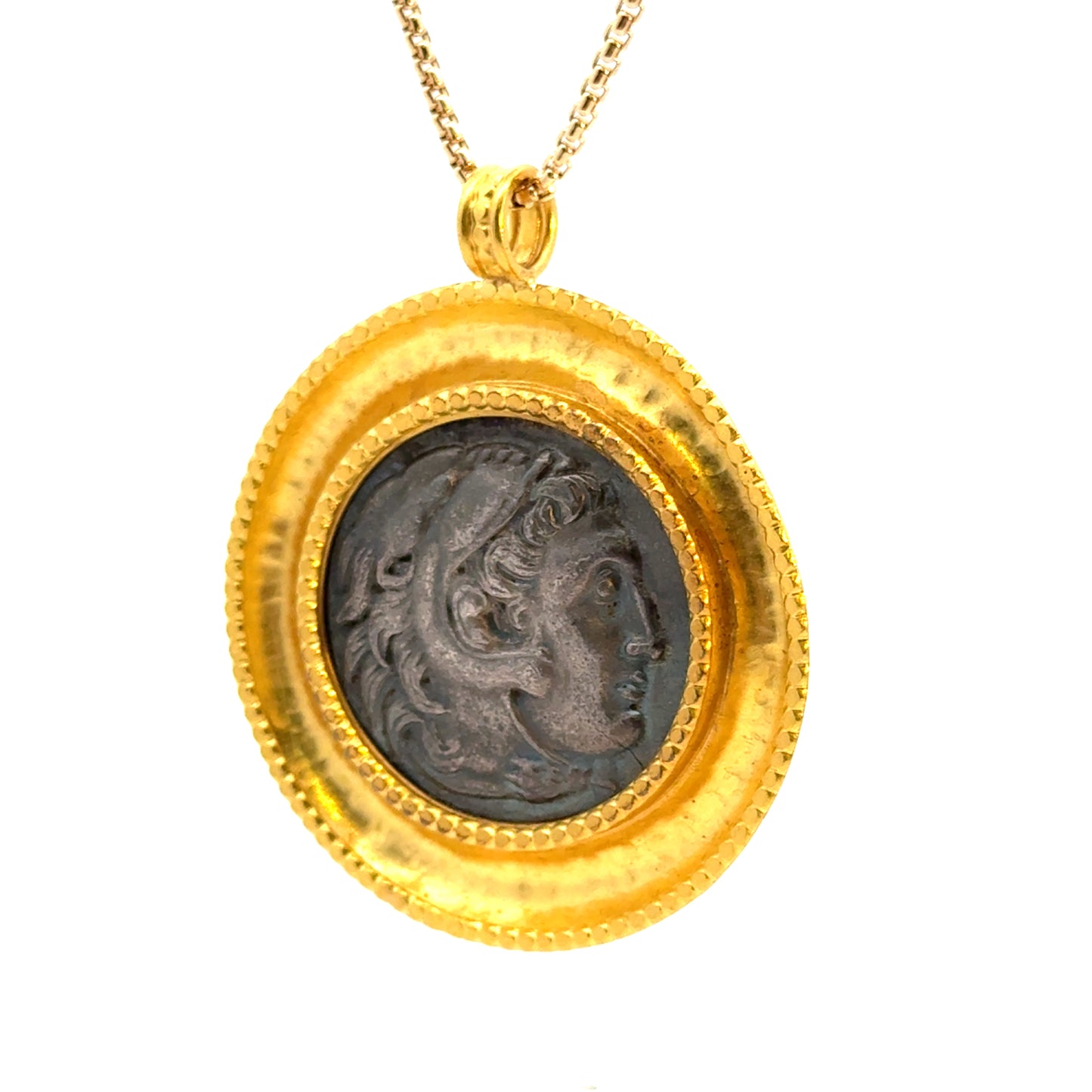 22K Yellow Gold Double-Sided Ancient Coin Pendant