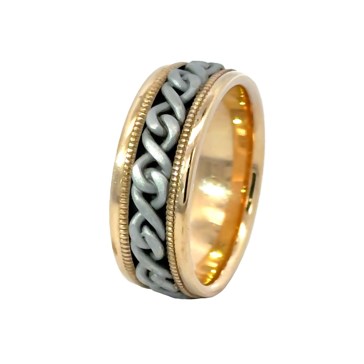 14K Two-Tone Braided Men’s Band Ring