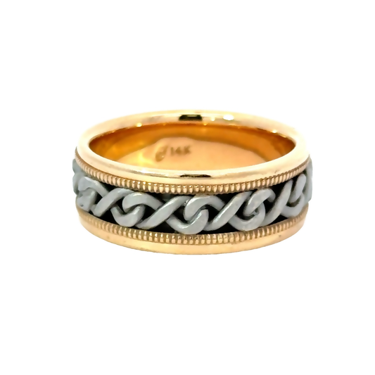 14K Two-Tone Braided Men’s Band Ring