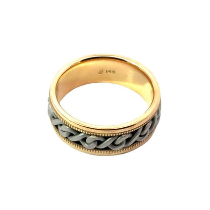 14K Two-Tone Braided Men’s Band Ring