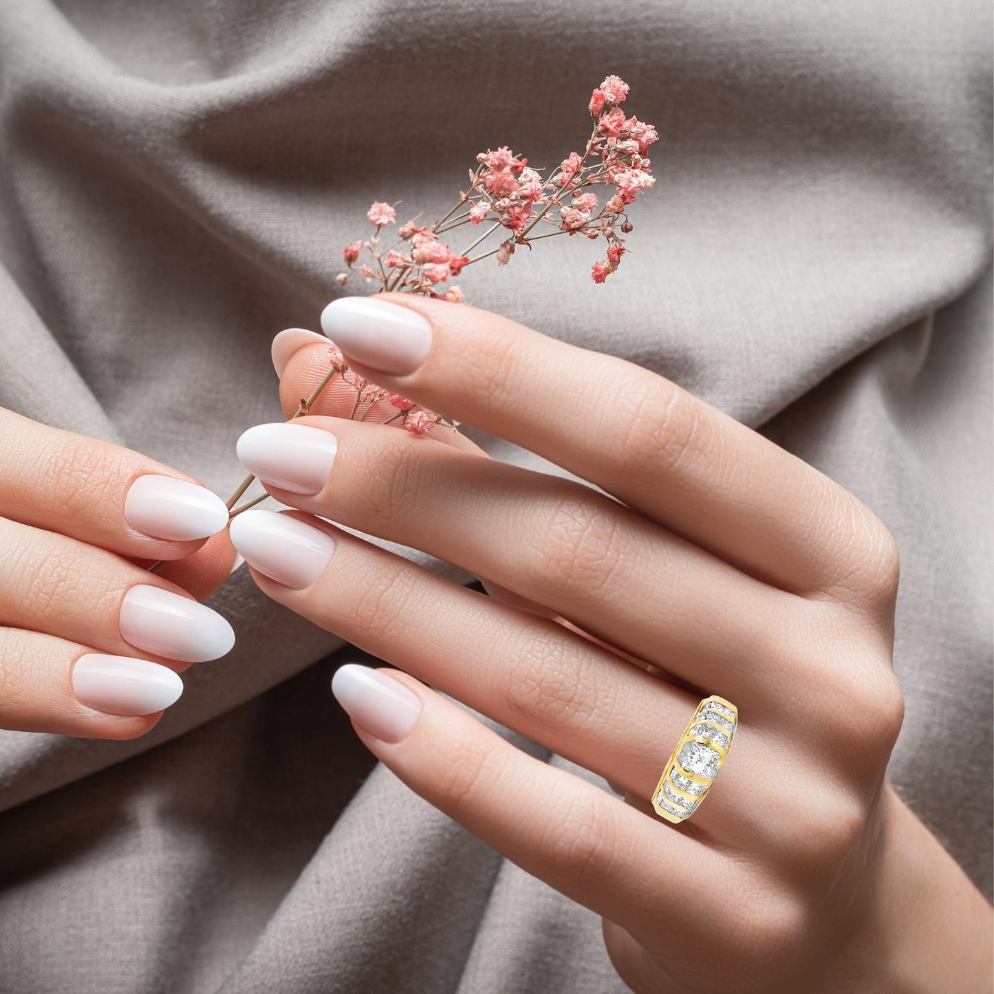 18K Yellow Gold Princess-Cut Diamond Band