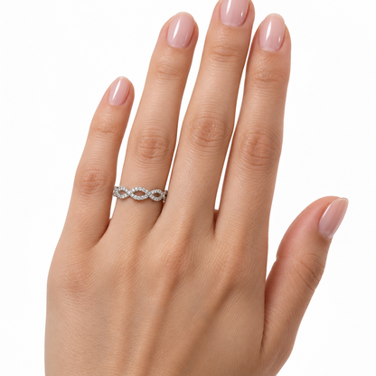 14K White Gold Diamond Open-Loop Band