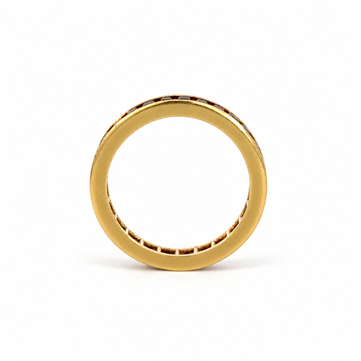 Vintage 1950s 14K Yellow Gold Raspberry-Red Ruby Eternity Band