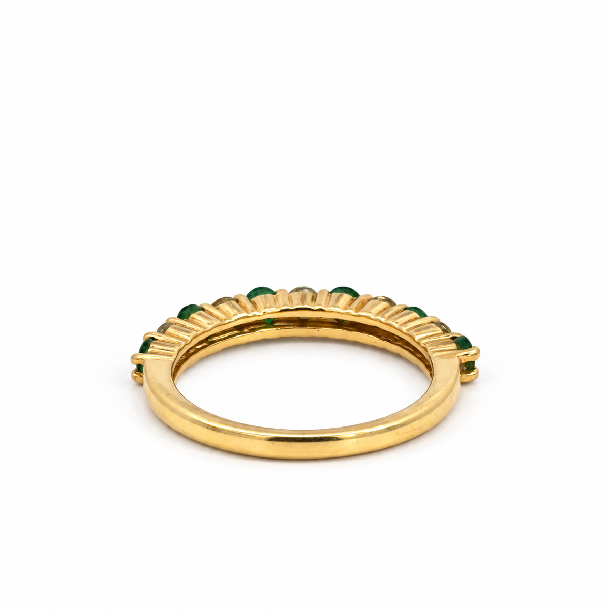 14K Yellow Gold Emerald and Diamond Stacking Ring