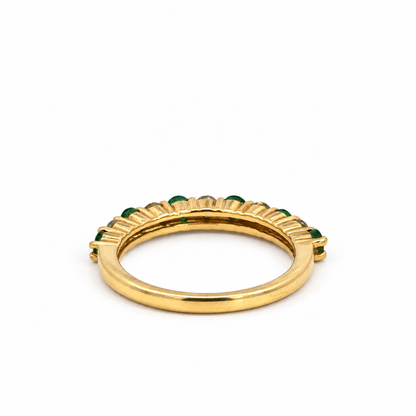 14K Yellow Gold Emerald and Diamond Stacking Ring