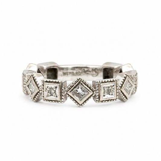 Herb 14K White Gold Diamond Geometric Band Ring