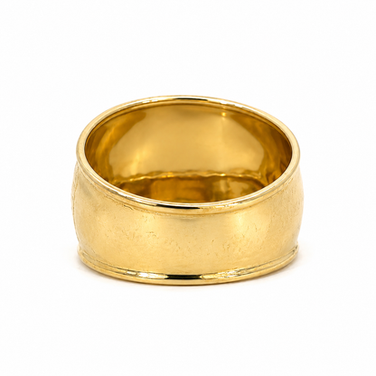 Wide Yellow Gold Faceted Statement Band Ring