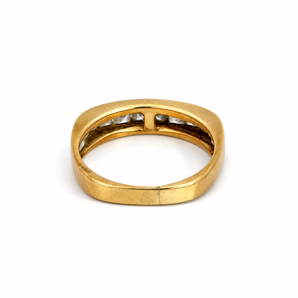 Vintage 14K Yellow Gold Square Diamond Channel Band