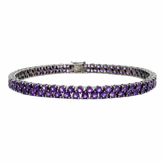 Fine Amethyst Bracelet in White Gold Estate Jewelry