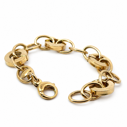 Vintage Golden Point 18K Yellow Gold Statement Link Bracelet