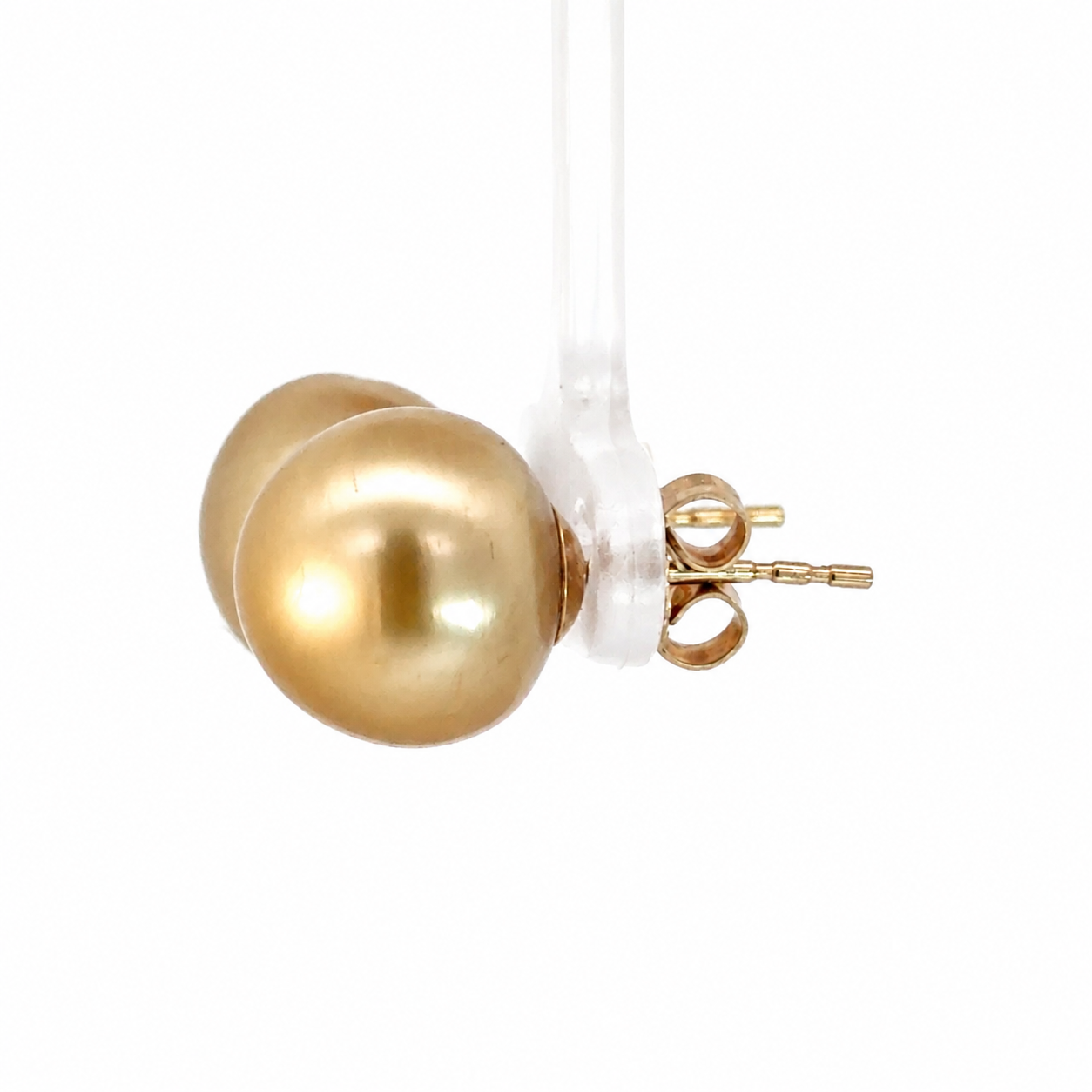 14K Yellow Gold 12mm Yellow Pearl Stud Earrings