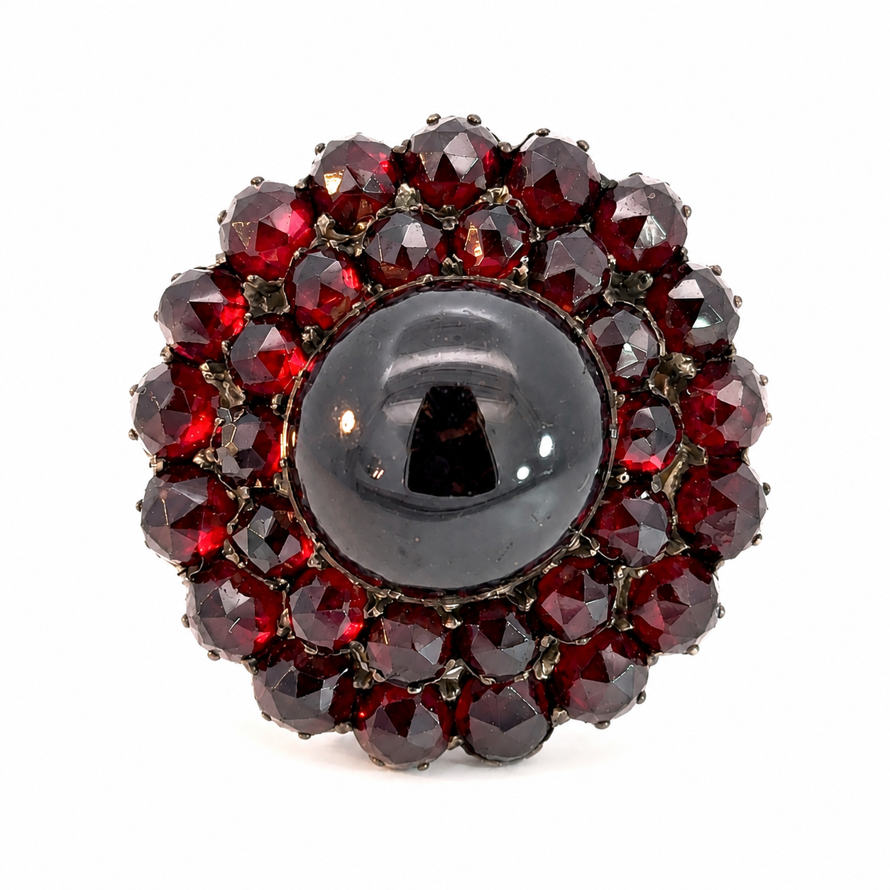 Vintage Yellow Gold Garnet Bloom Statement Ring