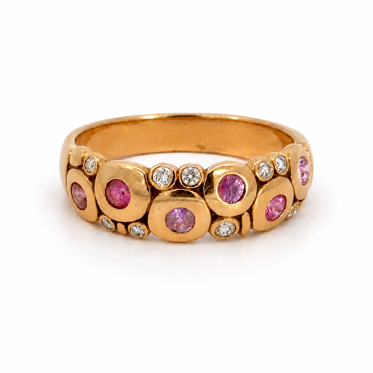 18K Rose Gold Ruby & Diamond Artistic Band Ring