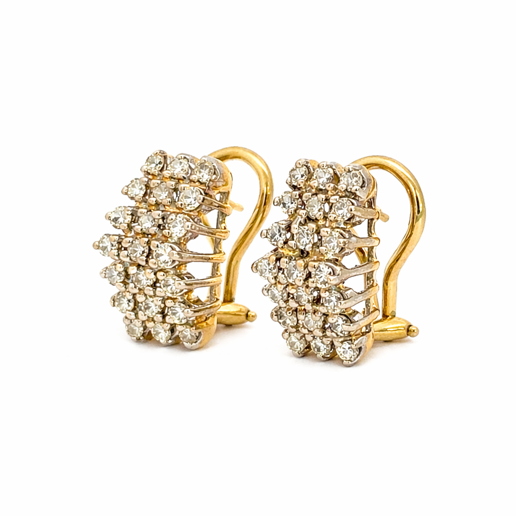 Vintage Diamond Cluster Earrings in 14K Yellow Gold
