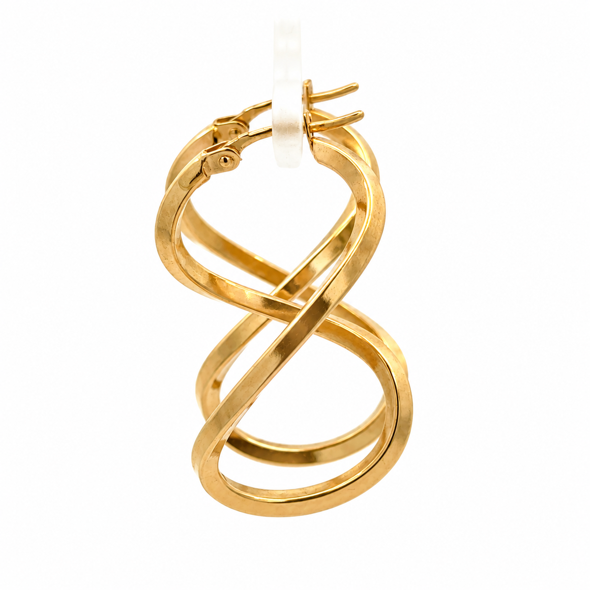 14K Yellow Gold Sculptural Wavy Hoop Earrings — Made in Italy