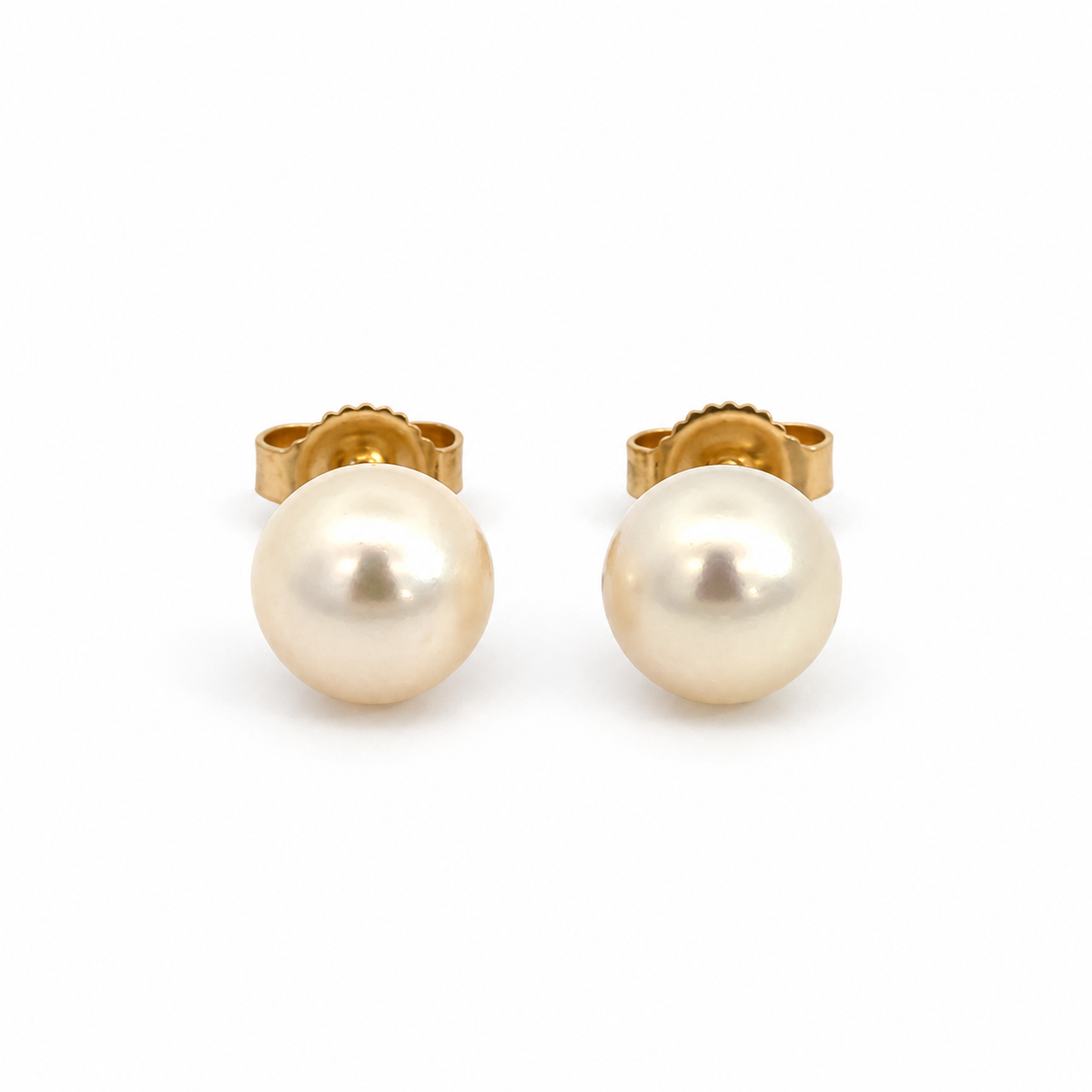 14K Yellow Gold 7mm Pearl Stud Earrings