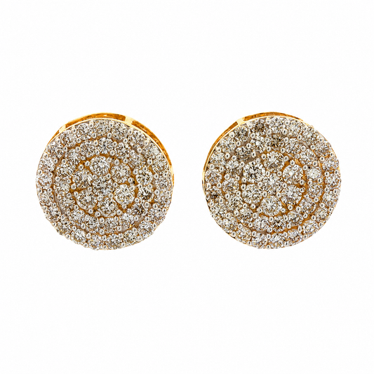 Yellow Gold Diamond Pavé Button Earrings
