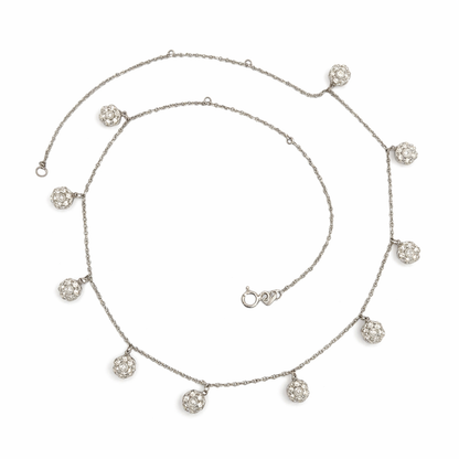 18K White Gold Dangling Diamond Flower Necklace