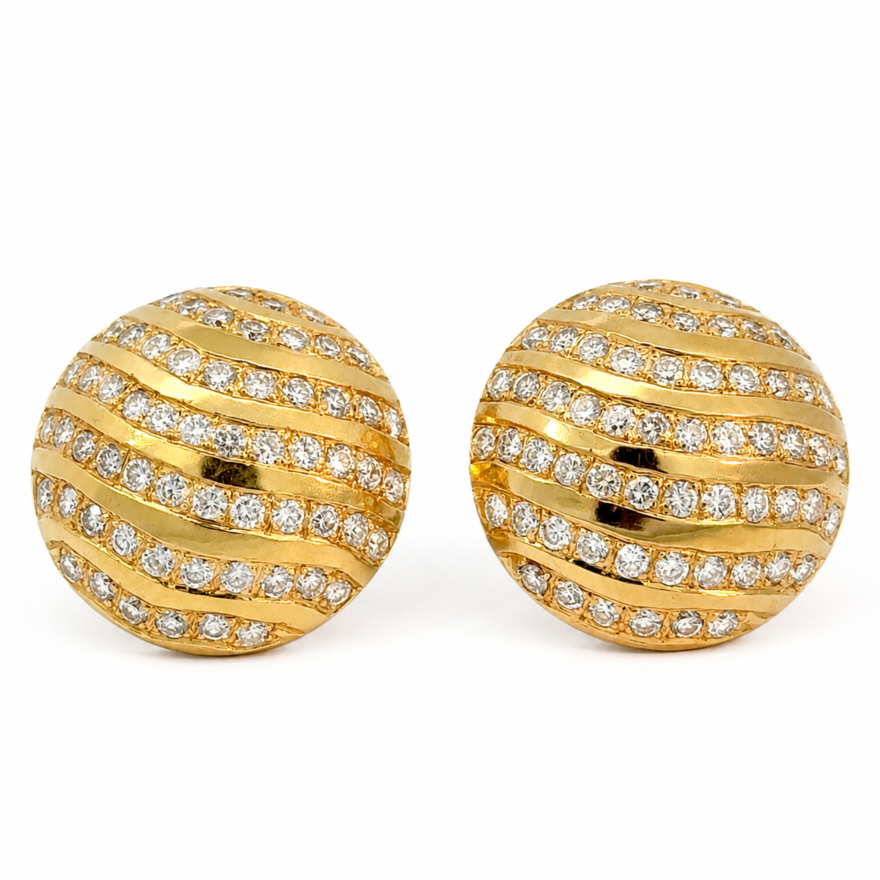 14K Yellow Gold Diamond Dome Clip-On Earrings